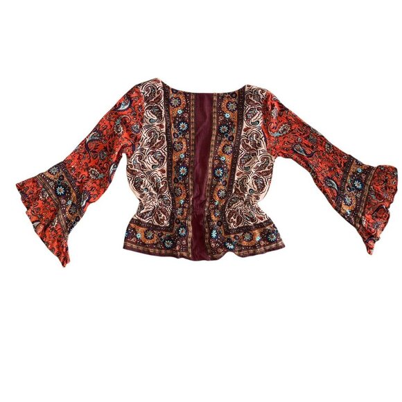 Free People Rosalie Wrap Top Red Medium - Picture 8 of 8